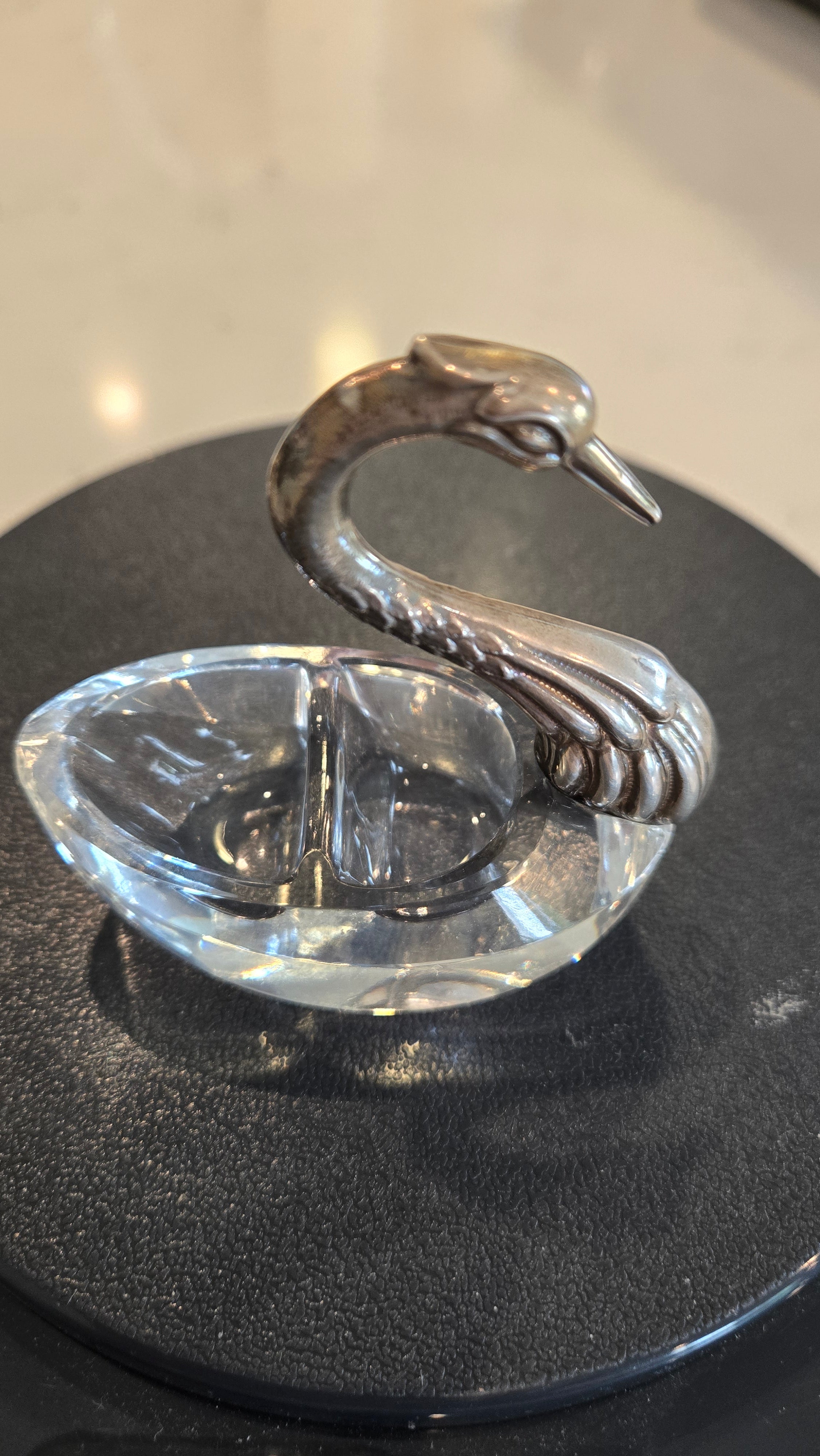 Crystal swan salt cellar