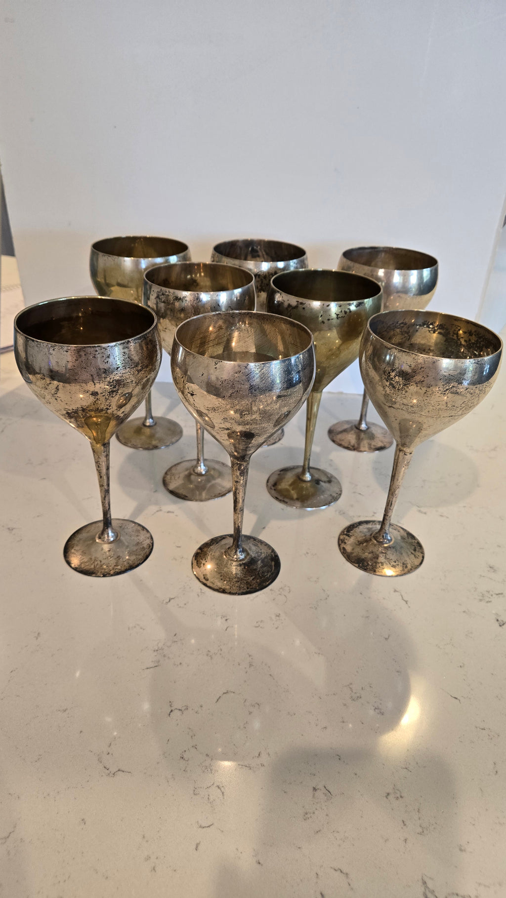 Set of 8 Leonard EPNS silver wine goblets