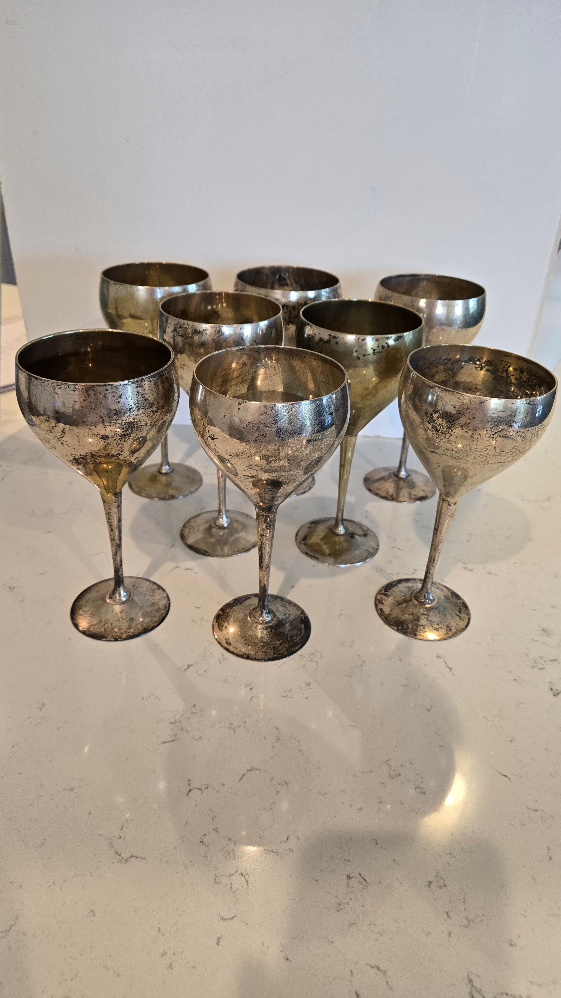 Set of 8 Leonard EPNS silver wine goblets