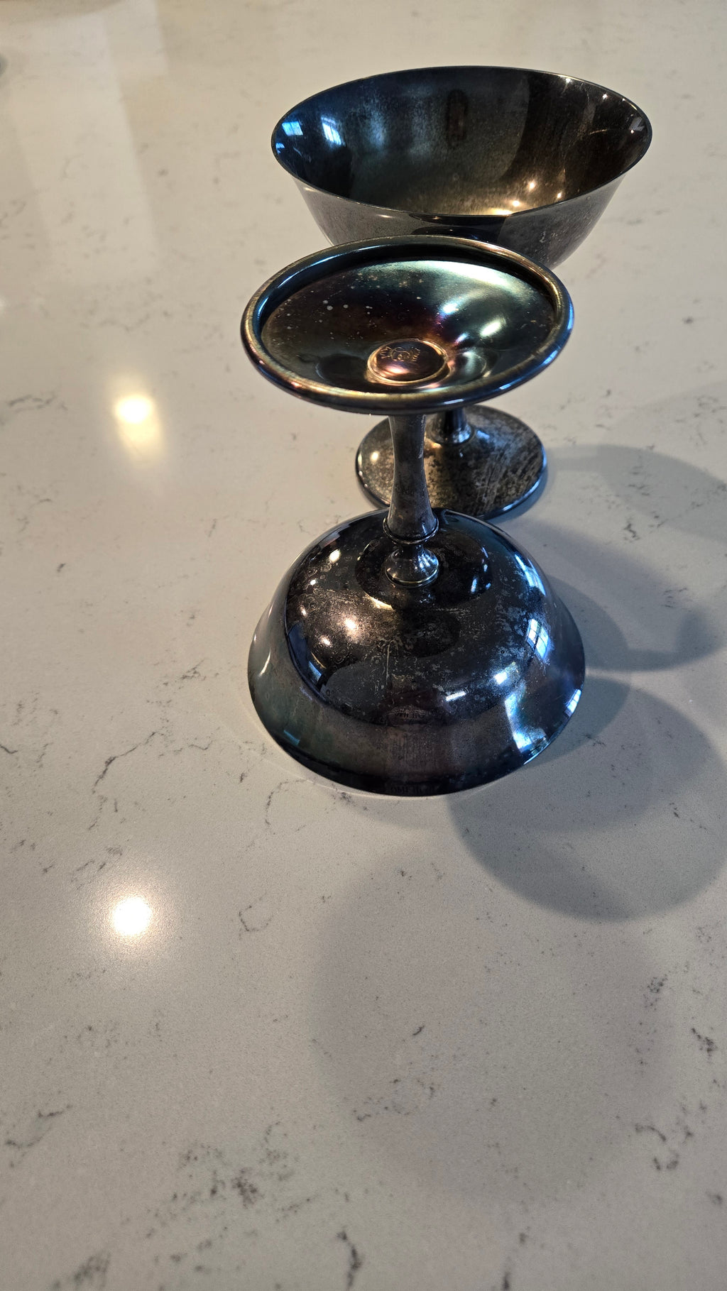 2 vintage 1970 E. L. De Uberti silver- plated goblets