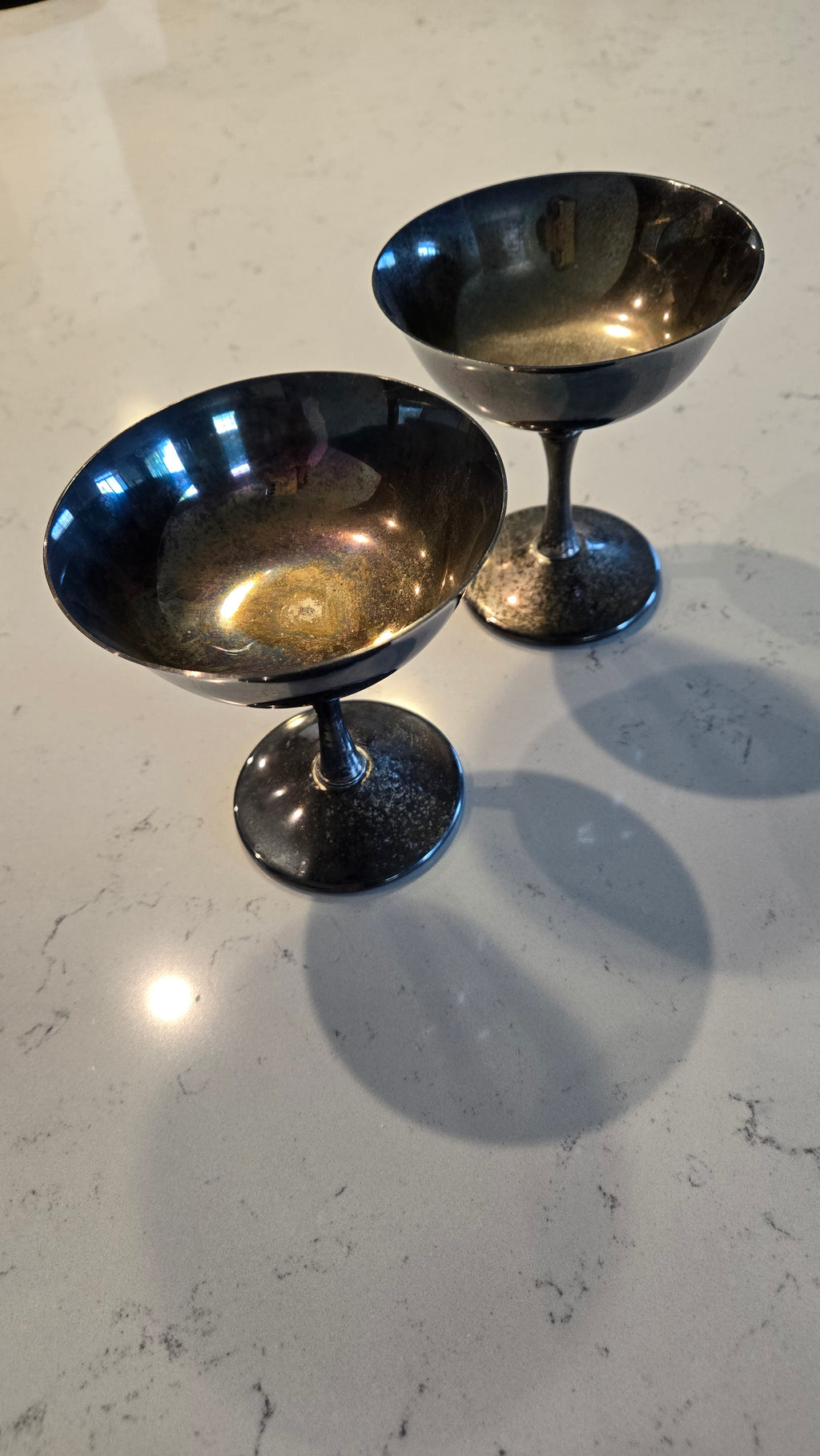 2 vintage 1970 E. L. De Uberti silver- plated goblets
