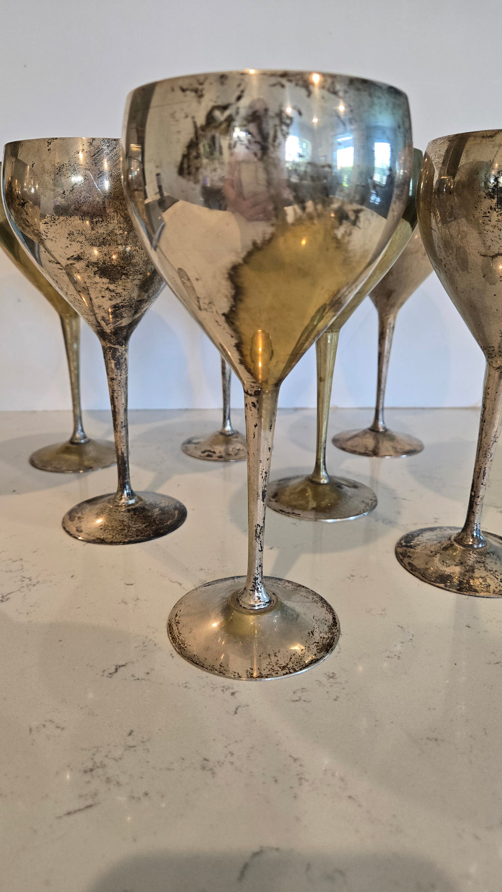 Set of 8 Leonard EPNS silver wine goblets